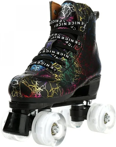 Miniatura 6 de jessie Patines de ruedas para exteriores para mujeres y adultos, con ruedas iluminadas, patines quad negros para hombres, jóvenes, niños y niñas