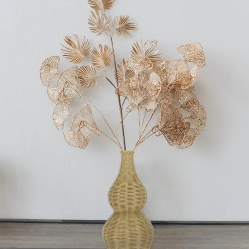 Miniatura 3 de Florero de mimbre tejido de ratán, jarrones decorativos de mimbre alto, hecho a mano, rústico, para arreglos florales, decoración de oficina en casa