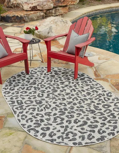 Miniatura 12 de Unique Loom Outdoor Safari Collection Alfombra de área - Leopardo (4 pies 1 pulgada x 6 pies 1 pulgada rectangular, gris claro/gris)