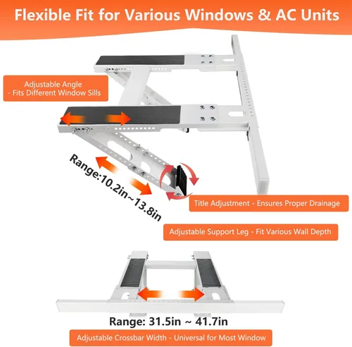 Miniatura 5 de Soporte de CA para ventana sin taladro, soporte de brazo único para ventanas pequeñas, soporta hasta 165 libras, instalación interior ajustable