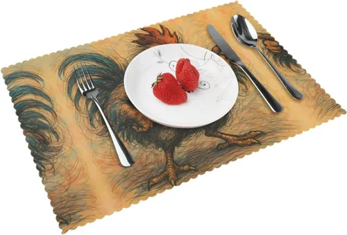 Miniatura 12 de Rectangular Placemats Set of 4, Heat Resistant Aurora Printed Kitchen Dining Table Mats
