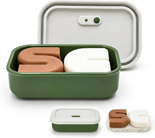 AIDIMMING Funda de jabón de viaje de silicona mejorada a prueba de fugas, soporte de barra de champú ventilado, caja de jabón de barra grande con