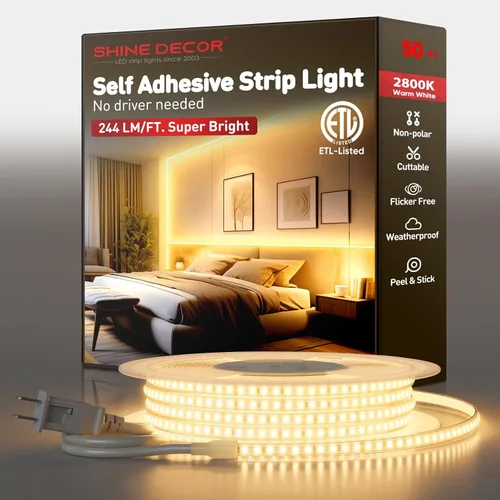 Miniatura 12 de Shine Decor Tira de luz LED súper brillante de 4000LM, Plug & Play de 120V sin controlador, cableado fácil, sin parpadeo, resistente a la intemperie