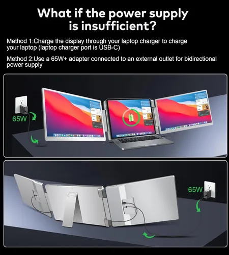 Miniatura 6 de Extensor de pantalla para portátil de 14 pulgadas, extensor de monitor FHD 1080P IPS, solo 1 cable para monitor cuádruple de 3 pantallas, extensor
