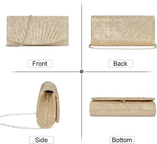 Miniatura 5 de Bolso de noche para mujer, bolso cruzado brillante para boda, fiesta formal, cóctel, baile de graduación