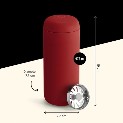 Miniatura 3 de Fellow Carter Move - Taza de viaje de 16 onzas, taza de café de viaje de acero inoxidable con aislamiento al vacío, vaso de café con interior de Rojo
