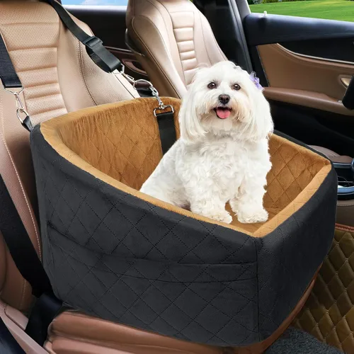 Miniatura 10 de NEEZUKAR Asiento de automóvil para perros pequeños, asiento elevador desmontable y lavable para perros de menos de 30 libras, asiento de automóvil