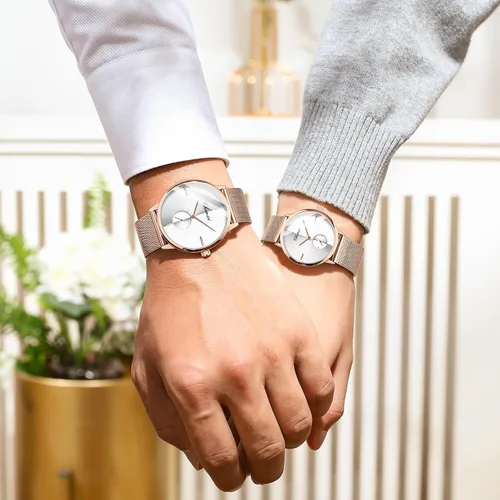 Miniatura 5 de MASTOP Couple Watches Men and Women Pair Quartz Watches Casual Stainless Steel Mesh Strap Fashion Watches