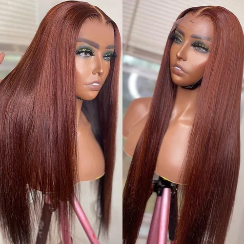 Miniatura 12 de Lovestory Peluca de encaje frontal larga y recta color blanco platino, predepilada, rubio platino, pelucas de encaje frontal sintético para mujeres