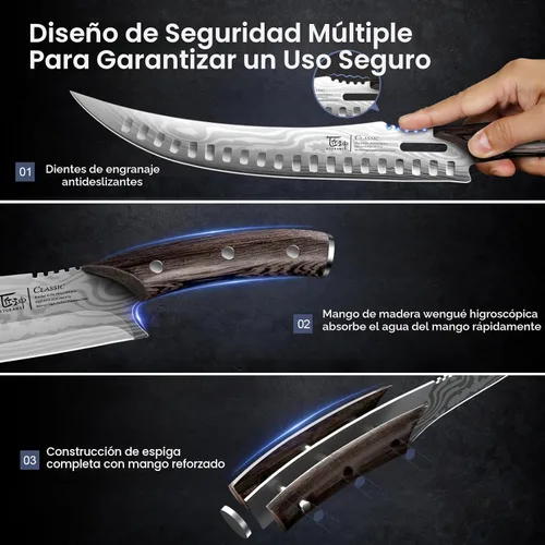 Miniatura 6 de SYOKAMI - Juego de cuchillos de carnicero, 3 piezas de cuchillos de cocina para cortar, juego de cuchillos de chef y de carnicero, juego