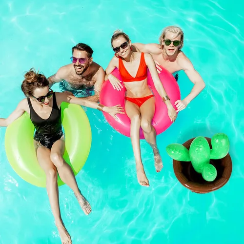 Miniatura 7 de Bencailor Enfriador inflable de cactus de 27.6 x 18 pulgadas, cubo de hielo de cactus, enfriador de bebidas para verano, piscina, fiesta, fiesta