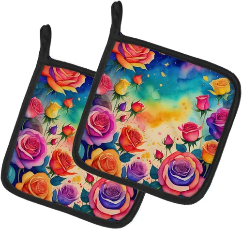 Miniatura 47 de Caroline's Treasures Juego de soportes para ollas de cocina coloridos de Asters, resistentes al calor, almohadillas calientes para cocinar, hornear