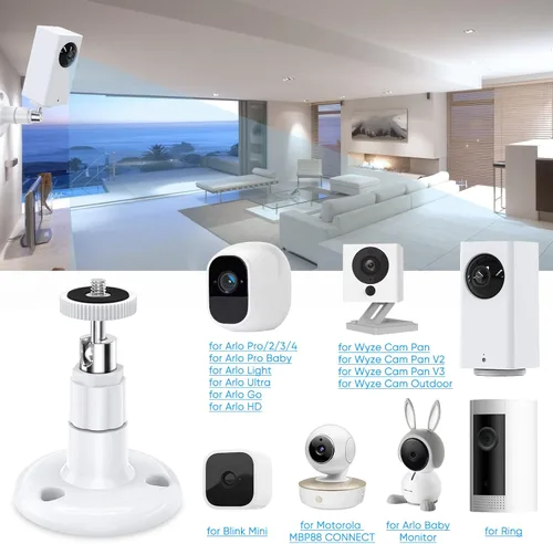 Miniatura 2 de FastSnail Soporte de pared compatible con Wyze Cam Pan V3 y Wyze Cam V4/V3 y Wyze Cam exterior/interior, soporte ajustable giratorio de 360 grados