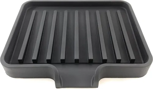 Bandeja de jabón de silicona y soporte para esponja con canal de drenaje, paquete de 2 | Organizador caddy para fregadero de baño y cocina (negro,
