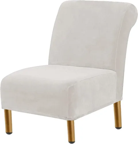Miniatura 21 de Funda para silla decorativa sin brazos, de terciopelo elástico, extraíble, lavable, protector moderno de muebles con parte inferior elástica