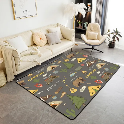 Miniatura 27 de Erosebridal Alfombra de área con tema Groovy de los 70 para sala de estar y dormitorio, alfombra retro con símbolo de paz antideslizante, alfombra