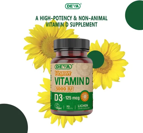 Miniatura 6 de DEVA Vitamina D3 5000 UI, suplemento de sol, 125 mcg de D3 vegano, botella de 90