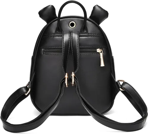 Miniatura 4 de Bonita mochila para adolescentes, niñas, mujeres, tamaño pequeño, bolso de hombro de piel sintética, casual, mini mochilas bolsa de viaje, Negro