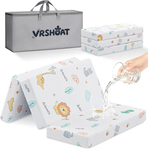 Colchón triple Pack and Play de 38 x 26 pulgadas, colchón Pack N Play para bebé niño, colchón portátil para cuna para corralito y corral con funda