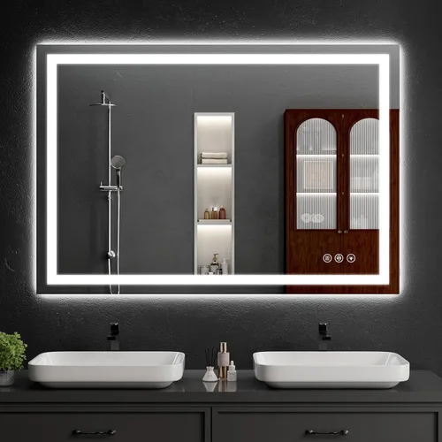 Miniatura 11 de Espejo de baño LED de 30 x 48 pulgadas con luces, regulable, antivaho, espejo de tocador de baño para pared, retroiluminado + luz frontal, función