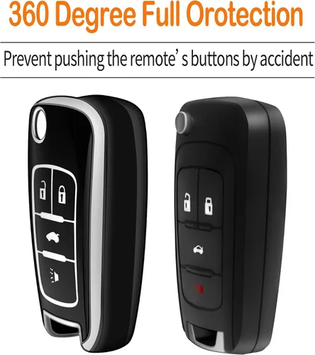Miniatura 4 de Funda para llave de Chevrolet con llavero, carcasa protectora de TPU suave con protección completa compatible con Chevy Equinox Camaro Cruze Malibu
