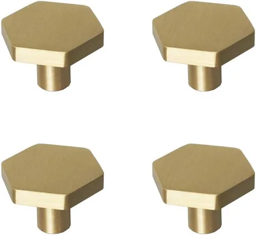 Miniatura 11 de RZDEAL Pomos de latón macizo de 1-1/10 pulgadas, pomo y tiradores hexagonales para cajones de tocador (10 unidades)