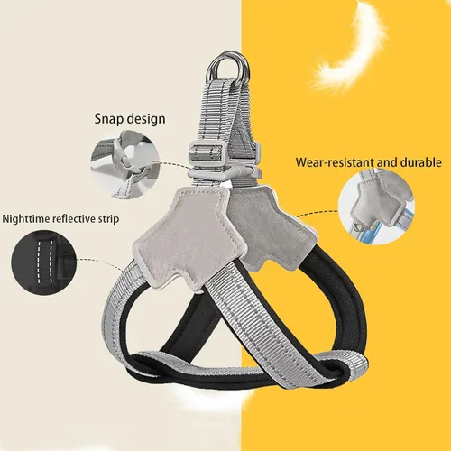 Miniatura 3 de Arnés para perro con tiras reflectantes, diseño a prueba de escapes, fácil de llevar para perros pequeños, medianos y grandes (negro, S)