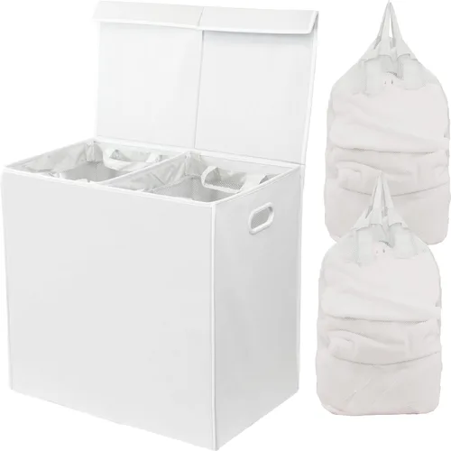 Miniatura 11 de Simple Houseware - Cesta doble para la ropa sucia, con tapa y bolsas extraíbles, color gris