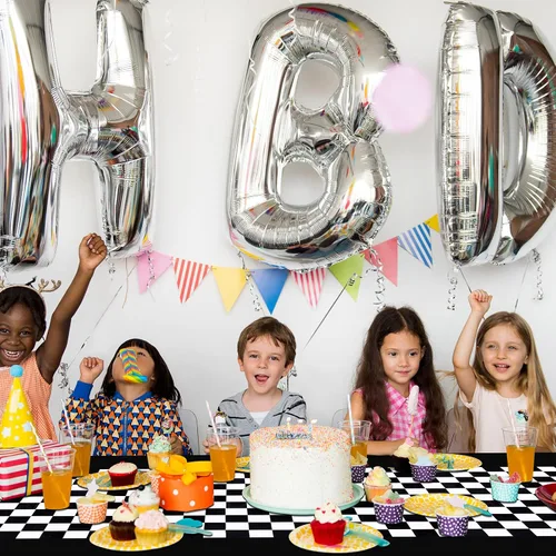 Miniatura 4 de Tallew Suministros de fiesta de automóvil a cuadros, mantel desechable de plástico para mesa de carreras en blanco y negro, camino de mesa