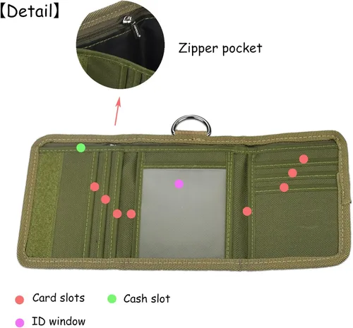 Miniatura 4 de JEMINAL - Cartera corta de lona con anillo de metal