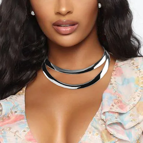 Miniatura 6 de Barode Gargantilla de collar africano, gargantilla dorada, babero, collares gruesos, conjuntos de aretes, joyería para mujer