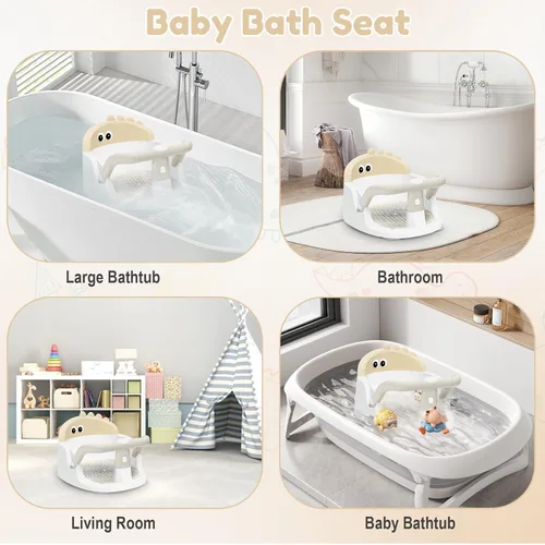Miniatura 6 de Asiento de baño para bebés de 6 meses en adelante sentados, silla de baño antideslizante con ventosa, seguro y cómodo asiento de baño infantil
