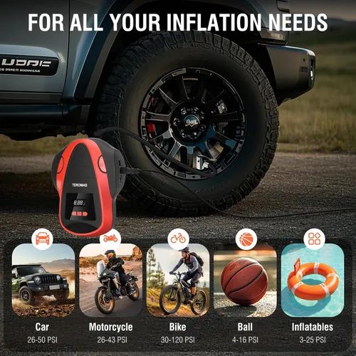 Miniatura 4 de Inflador de neumáticos, compresor de aire portátil, bomba de aire CC/CA para neumáticos de automóvil de 12 V CC y otros inflables en casa 110 V CA