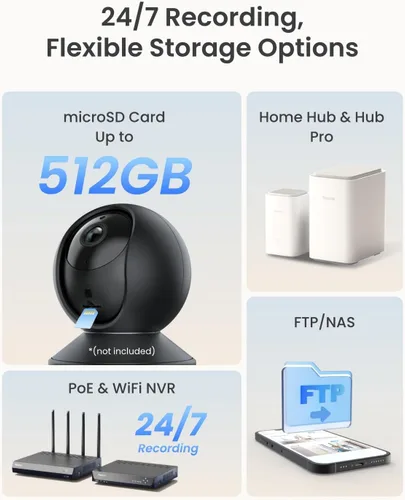 Miniatura 8 de REOLINK E1 Pro (negro) cámara PT de 3K Wi-Fi para interiores para monitoreo de bebés y mascotas, seguimiento automático, visión nocturna de 5MP