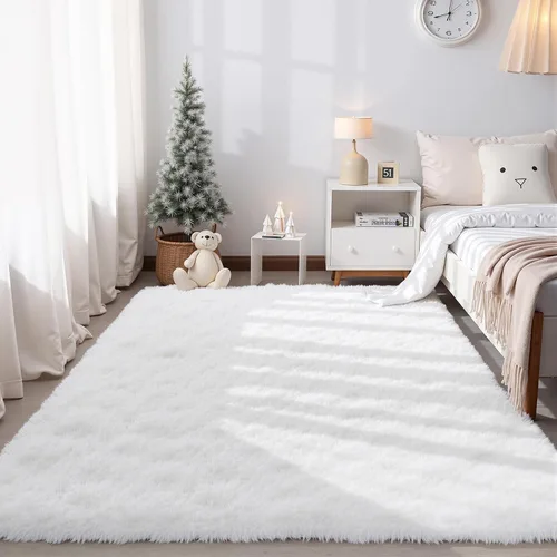Miniatura 84 de Zentavio Alfombras de área para sala de estar, alfombras grises para dormitorio, alfombra de 4 x 6, alfombra mullida, peluda y suave, shag estética