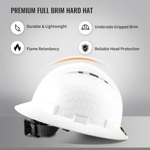 Miniatura 3 de ProtectX - Cascos de construcción de ala completa, ventilados, aprobados por la OSHA, con suspensión de 6 puntos, Cascos de construcción Hexágono