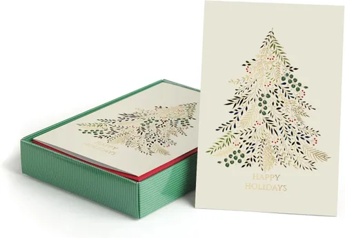 Miniatura 7 de Masterpiece Adorno Navideño Brillante Tarjetas de Navidad / Juego de 16 Tarjetas Navideñas en Caja con Acentos de Papel Aluminio Plateado y Sobres