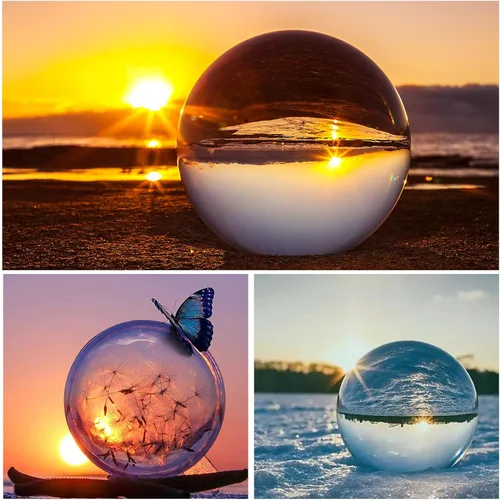 Miniatura 5 de Supkiir Paquete de 5 prismas de fotografía de cristal óptico K9 con bola de cristal, prisma triangular, bola de prisma de lente y pirámide óptica