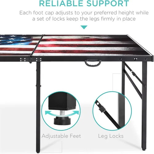 Miniatura 6 de Best Choice Products Mesa de ping pong portátil, de tamaño mediano, plegable, para interiores y exteriores, con 2 paletas, 4 pelotas incluidas