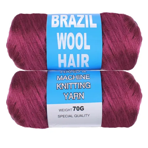 Miniatura 8 de COOKOO 2 rollos de hilo de lana brasileña color negro natural para cabello trenzado de ganchillo, trenzas, torsión, urdimbres, torsión senegalesa