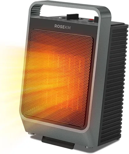 Miniatura 8 de ROSEKM Calentadores de espacio para uso en interiores, calentador eléctrico portátil de 1500 W con termostato, calentador de cerámica para Plata