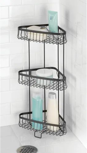 Miniatura 3 de mDesign Hyde Collection - Estante de baño de metal, almacenamiento vertical independiente para organizar y almacenar toallas de mano, loción