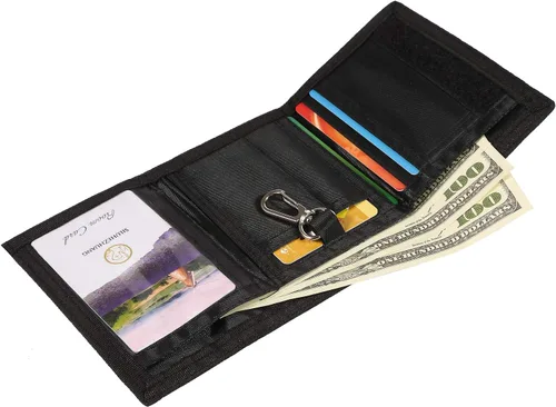 Miniatura 2 de Cartera de bloqueo de RFID (identificación de frecuencia de radio) de tres partes de lona, para deportes al aire libre, para niños. Cartera