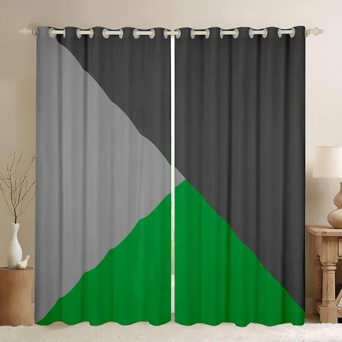 Miniatura 33 de Cortinas opacas de 38 pulgadas de ancho x 45 pulgadas de largo, cortinas opacas de triángulo geométrico naranja, negro, gris claro, cortinas