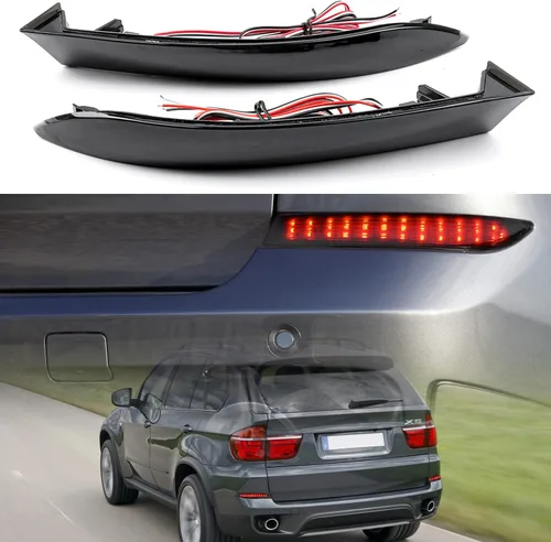 Miniatura 4 de Luces reflectoras LED para parachoques trasero 2010-2013 B-MW X5 E70 LCI sin M Sprots Red Led Tail Driving Parking Lamps Full Strip LED Reflector