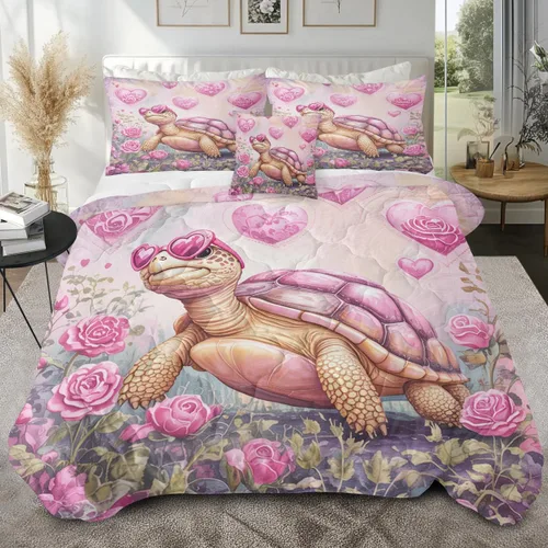Miniatura 19 de Sleepwish - Juego de edredón con estampado de tortuga, juego de cubrecamas de tortuga hawaiana tamaño Queen en 3D, edredón de playa lindo para cama