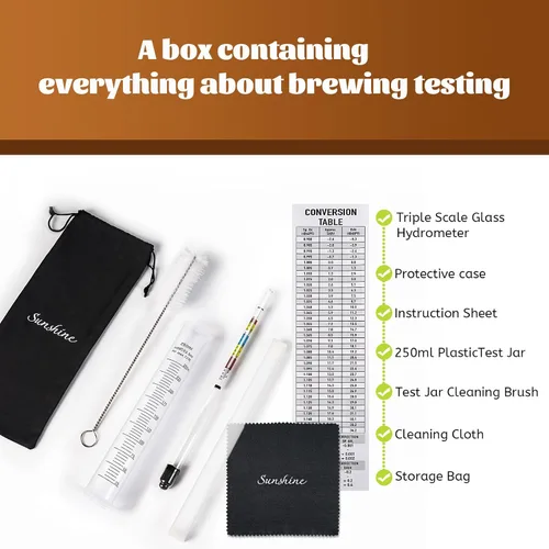 Miniatura 2 de Juego de hidrómetro, para aguamiel, vino, kombucha y cerveza casera, accesorios para probador de alcohol, kit completo para probador Abv de gravedad