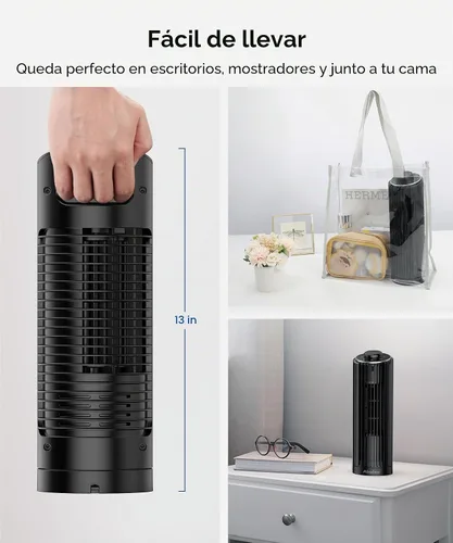Miniatura 4 de Abolee Ventilador de torre, ventilador de escritorio de 23 pies/s, ventilador de mesa oscilante de 70° para dormitorio, ventilador de mesa de pie