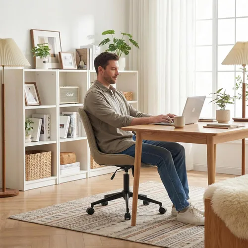 Miniatura 5 de YOUNIKE Silla de Oficina, Silla de Escritorio con Ruedas, Sillas de Tarea de Computadora para Oficina en Casa, Silla de Tocador Moderna Acolchada