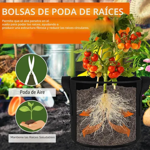 Miniatura 4 de Gardzen - Paquete de 10 bolsas de cultivo de 7 galones, macetas de tela de aireación engrosadas de 300 g con asas, macetas de tela resistentes